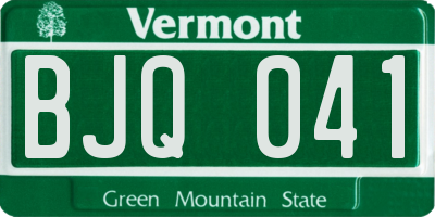 VT license plate BJQ041