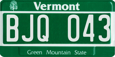 VT license plate BJQ043