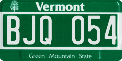 VT license plate BJQ054