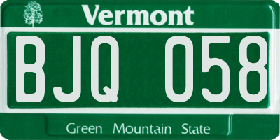 VT license plate BJQ058