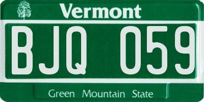 VT license plate BJQ059