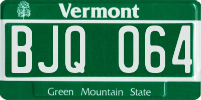 VT license plate BJQ064