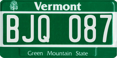 VT license plate BJQ087
