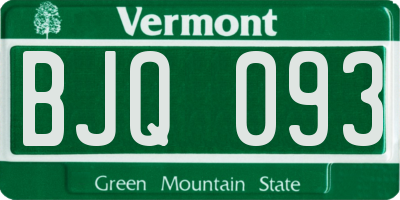 VT license plate BJQ093
