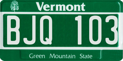 VT license plate BJQ103