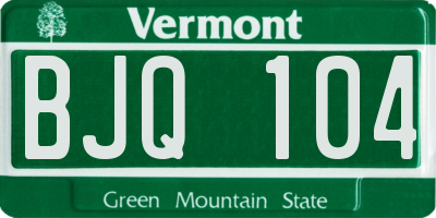 VT license plate BJQ104