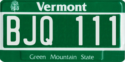 VT license plate BJQ111