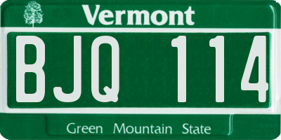 VT license plate BJQ114