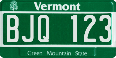 VT license plate BJQ123