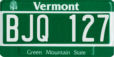 VT license plate BJQ127