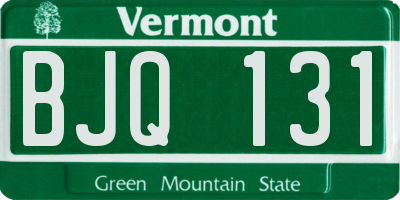 VT license plate BJQ131