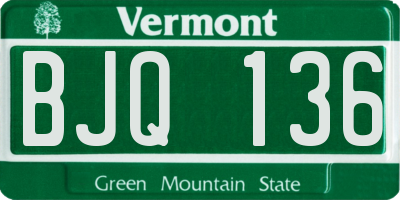 VT license plate BJQ136