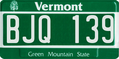 VT license plate BJQ139