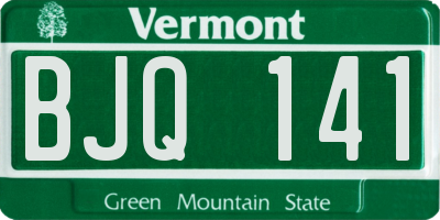 VT license plate BJQ141
