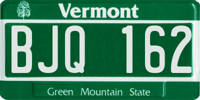 VT license plate BJQ162