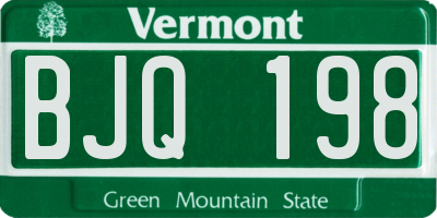 VT license plate BJQ198