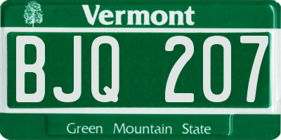 VT license plate BJQ207