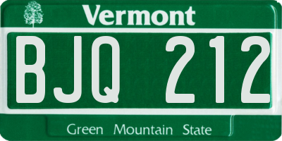 VT license plate BJQ212