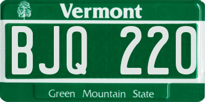 VT license plate BJQ220
