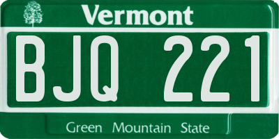 VT license plate BJQ221