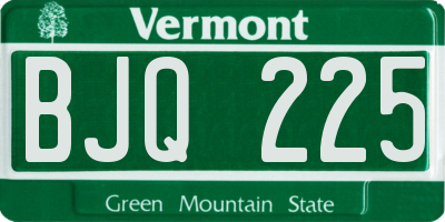 VT license plate BJQ225