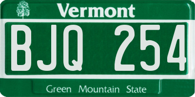 VT license plate BJQ254