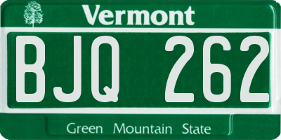 VT license plate BJQ262