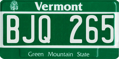 VT license plate BJQ265