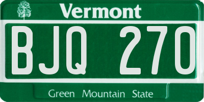 VT license plate BJQ270
