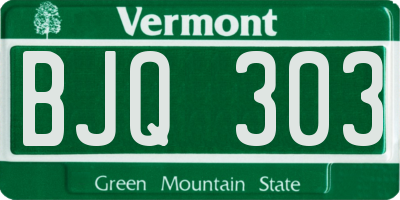 VT license plate BJQ303