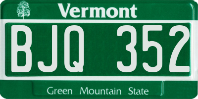 VT license plate BJQ352