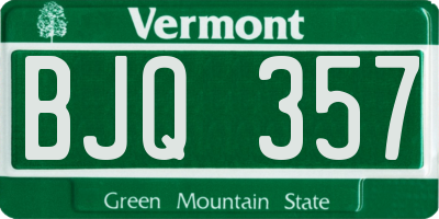 VT license plate BJQ357