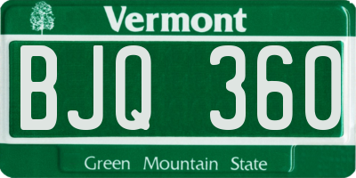 VT license plate BJQ360
