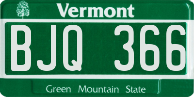 VT license plate BJQ366
