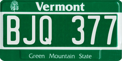 VT license plate BJQ377