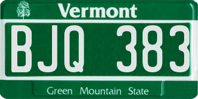 VT license plate BJQ383