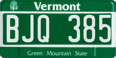 VT license plate BJQ385