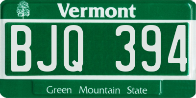 VT license plate BJQ394