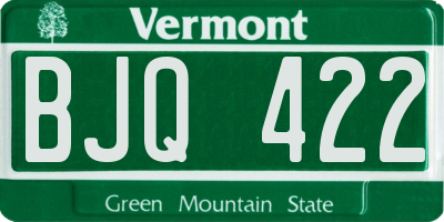 VT license plate BJQ422
