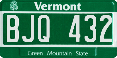 VT license plate BJQ432