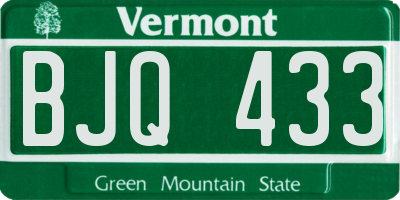 VT license plate BJQ433
