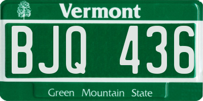 VT license plate BJQ436
