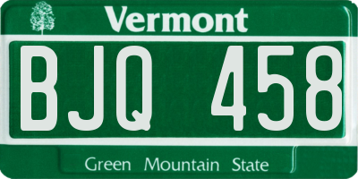 VT license plate BJQ458