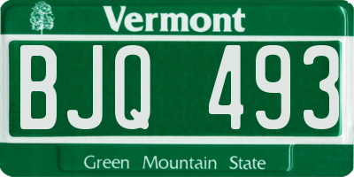 VT license plate BJQ493
