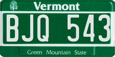 VT license plate BJQ543