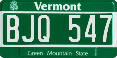VT license plate BJQ547