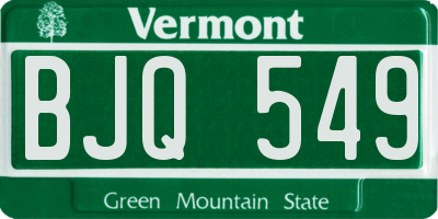 VT license plate BJQ549