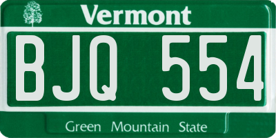 VT license plate BJQ554