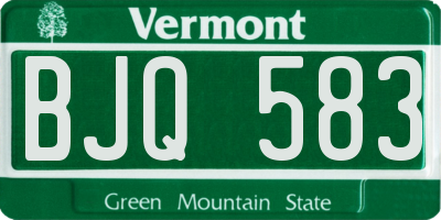 VT license plate BJQ583