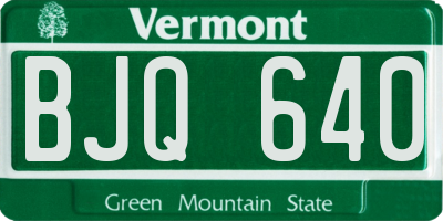 VT license plate BJQ640